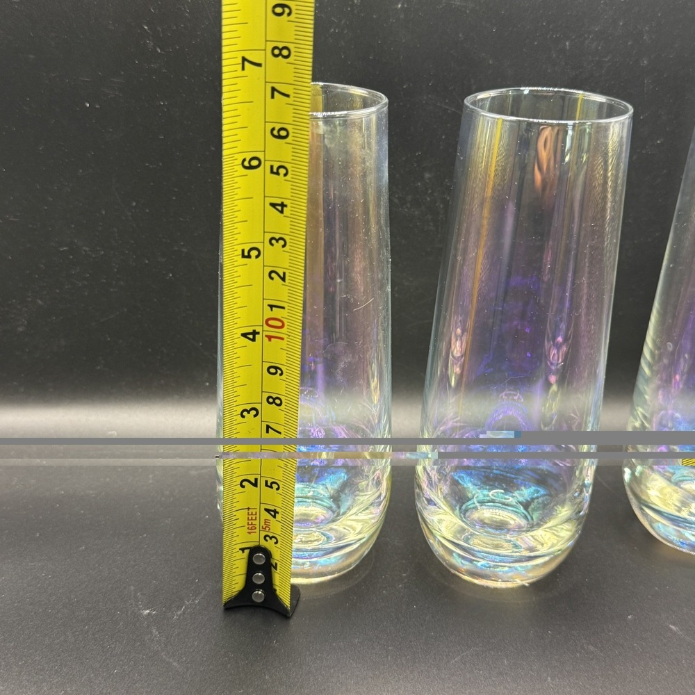 Set of 3 Iridescent Transparent Champagne Stemless Glasses, Mimosa Glass Set - Picture 5 of 5